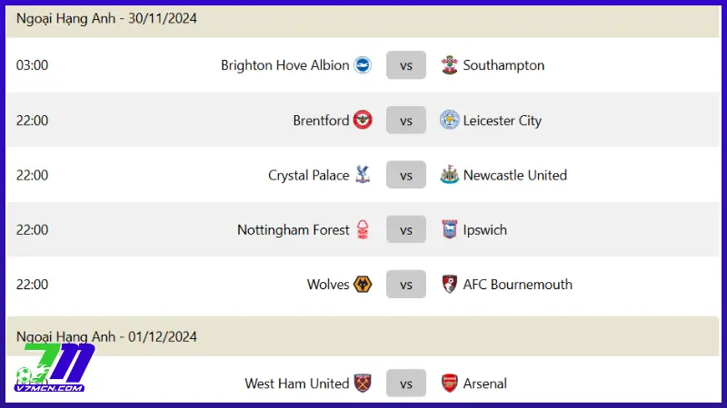 Lịch thi đấu 7MCN cập nhật siêu nhanh