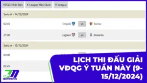 Lịch thi đấu và phát sóng giải VĐQG Ý tuần này (9-15/12/2024)